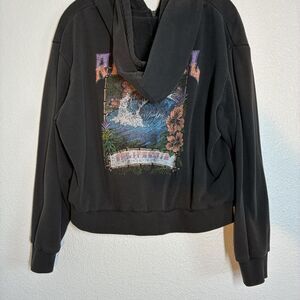 Rip Curl Hoodie Womens M Black Full Zip Fleece California Surf Wave Graphic